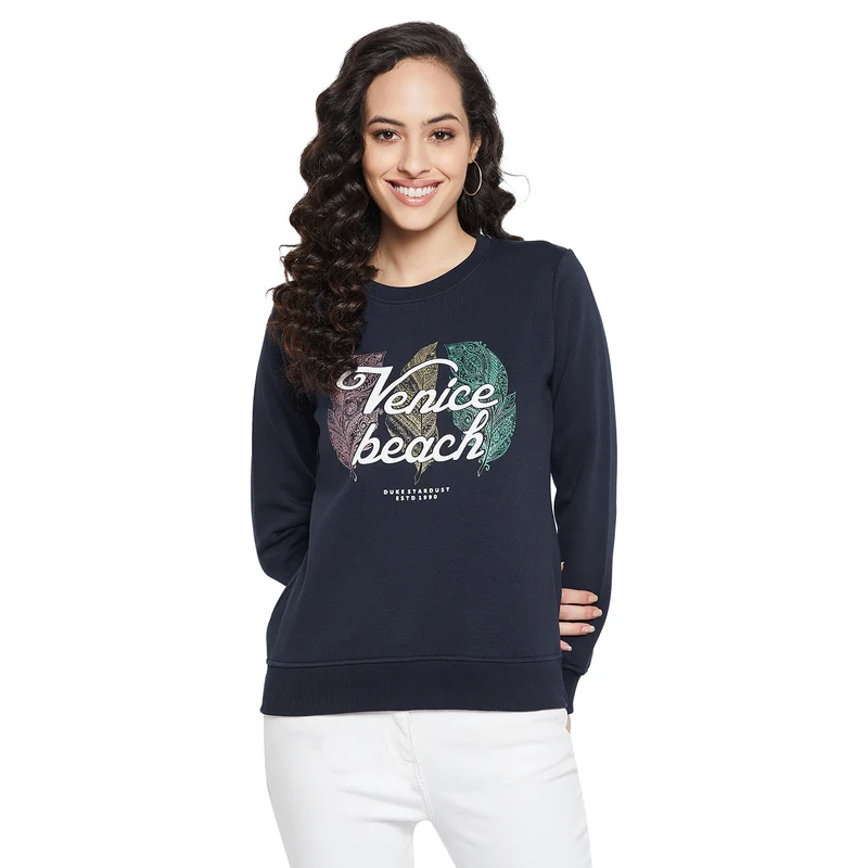 Duke Urban Women Full Sleeve Round Neck Sweatshirt (LFX828) Navy / S / Printed