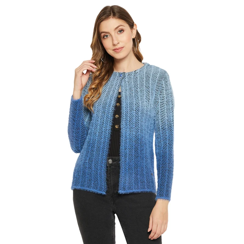 Duke Stardust Women Full Sleeve Cardigan (SDS1044) Blue / XL / Solid
