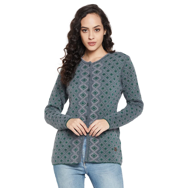 Duke Urban Women Full sleeve Round Neck Cardigan (SDS1053) Off White / XL / Argyle
