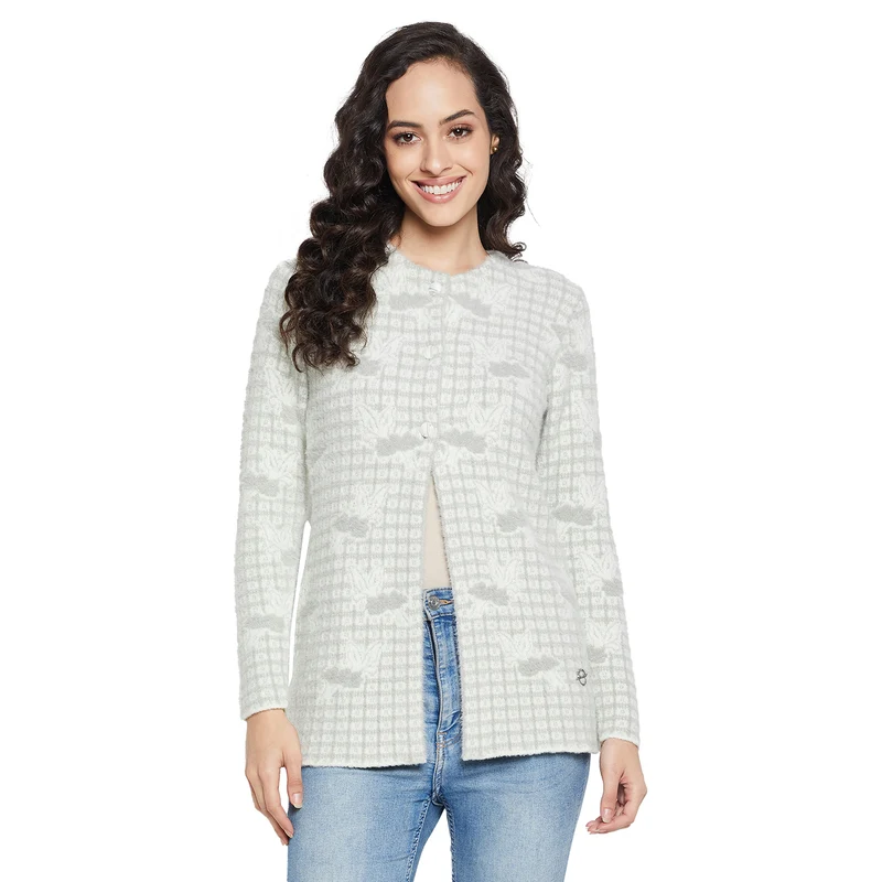 Duke Urban Women Full sleeve Round Neck Cardigan (SDS1055) Stone Grey / M / Printed