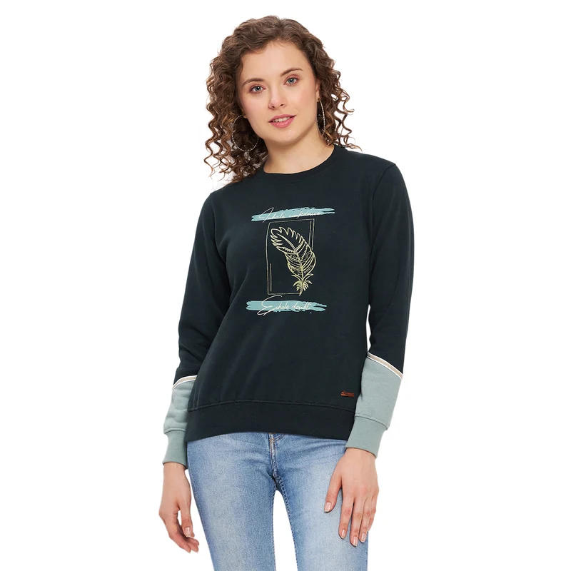 Duke Urban Women Round Neck Sweatshirt (LFX824) Bottle Green / S / Printed
