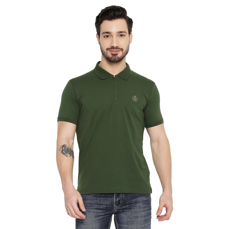 Duke Urban Men Half Sleeve Cotton T-shirt (LF5476) Hunter Green / S / Solid
