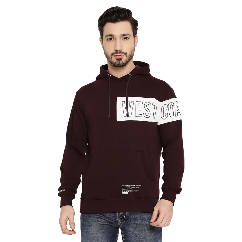 Duke Urban Men Hooded Sweatshirt (LF6122) Wine / S / Printed
