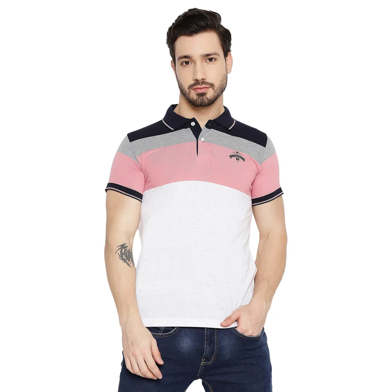 Duke Urban Men Half Sleeve Cotton T-shirt (LF5414) D.Navy / XL / Color Block