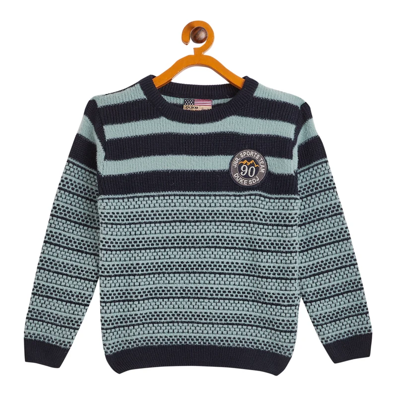 Duke Urban Boys Round Neck Sweater (SDS3606) D.Navy / 30 / Striped