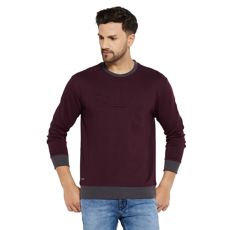 Duke Urban Men Round Neck Sweatshirt (LF6149) Wine / XL / Solid