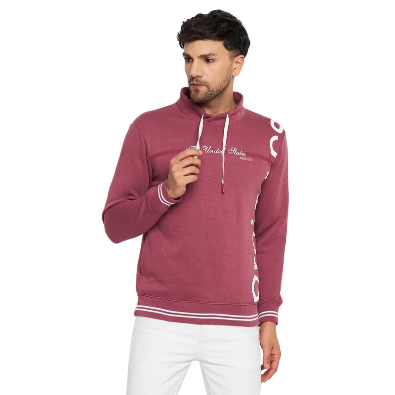 Duke Urban Men Cowl Neck Sweatshirt (LF6153) Wild Rose / XXL / Solid