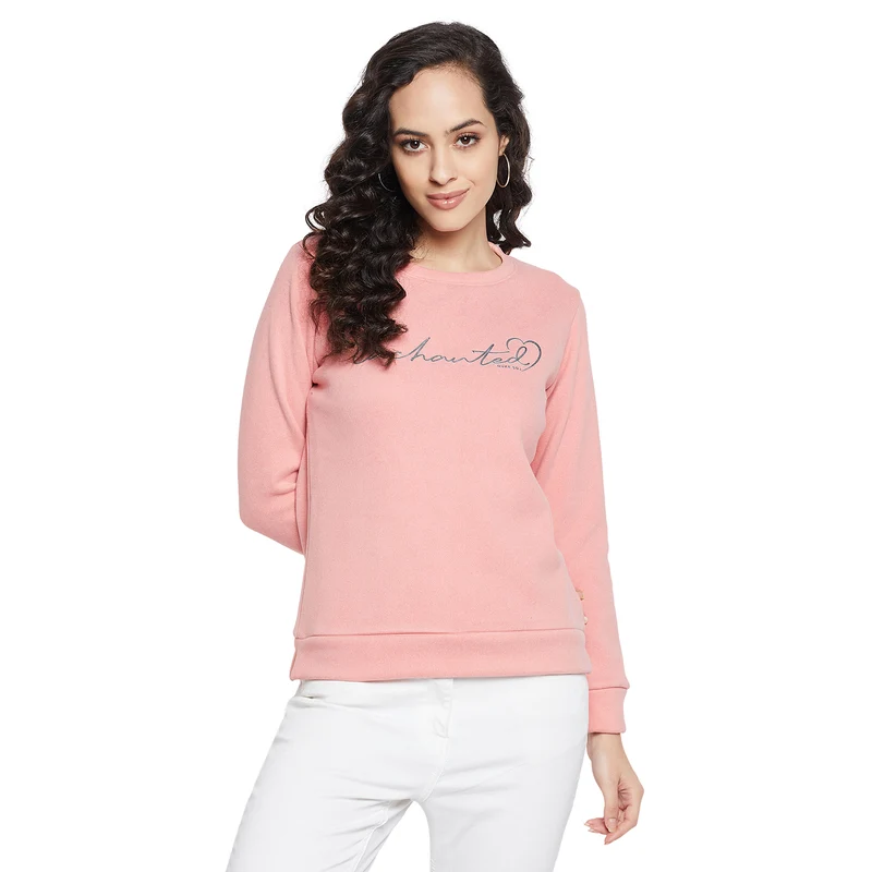 Duke Urban Women Full Sleeve Round Neck Sweatshirt (LFX889) Peach Bud Mix / M / Solid
