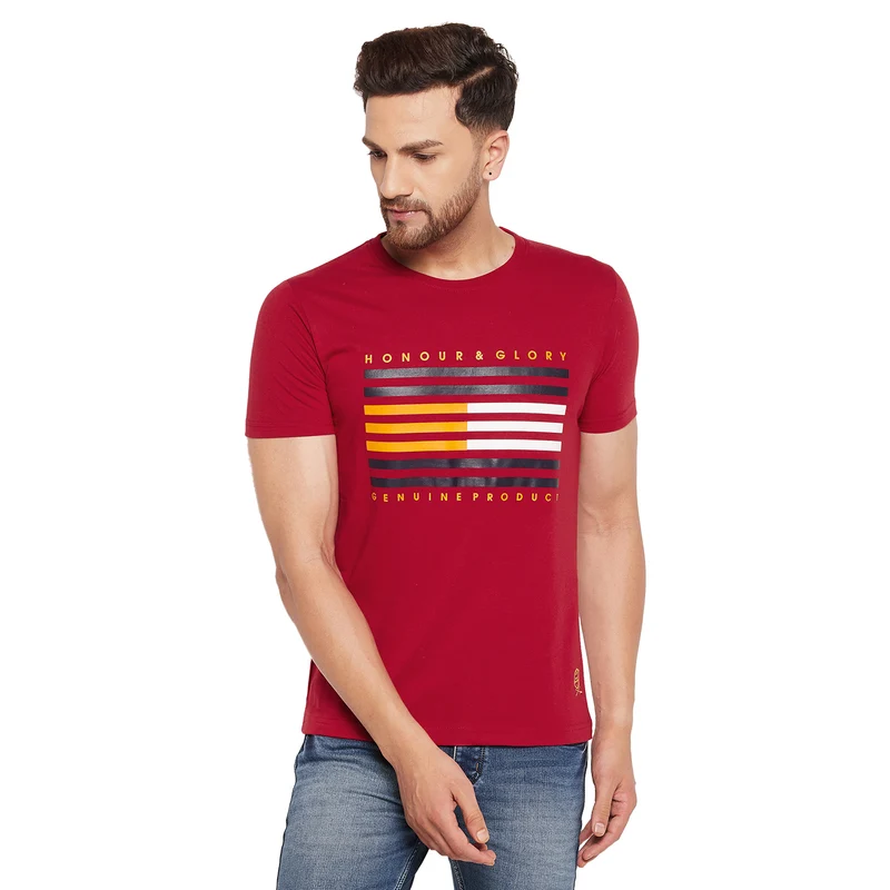 Duke Stardust Men Half Sleeve Cotton T-shirt (LF5432) D.Navy / S / Printed