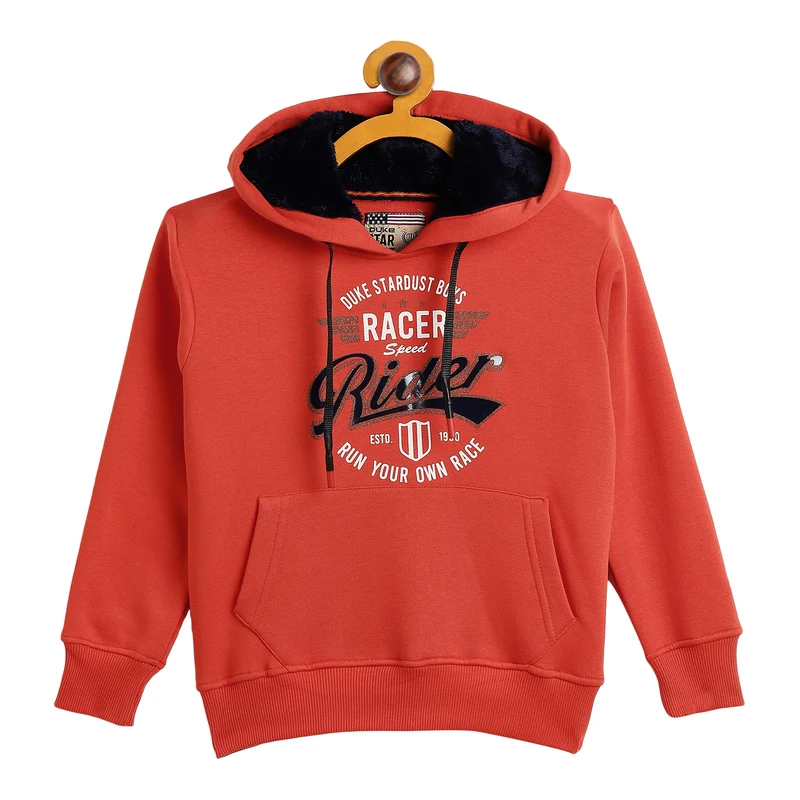 Duke Urban Boys Hooded Neck Sweatshirt (LF291) Tangy Orange / 30 / Printed