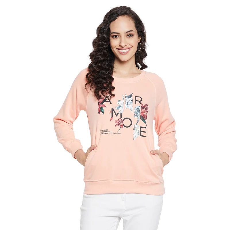 Duke Urban Women Full Sleeve Round Neck Sweatshirt (LFX861) Peach Bud / XXL / Printed