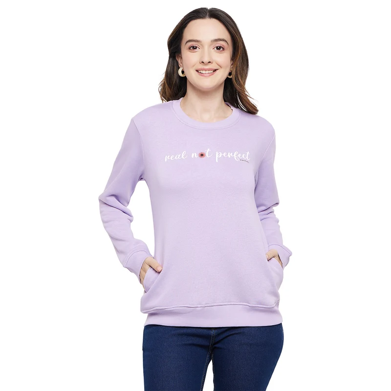 Duke Urban Women Round Neck Sweatshirt (MLFX872) Lavender / L / Solid