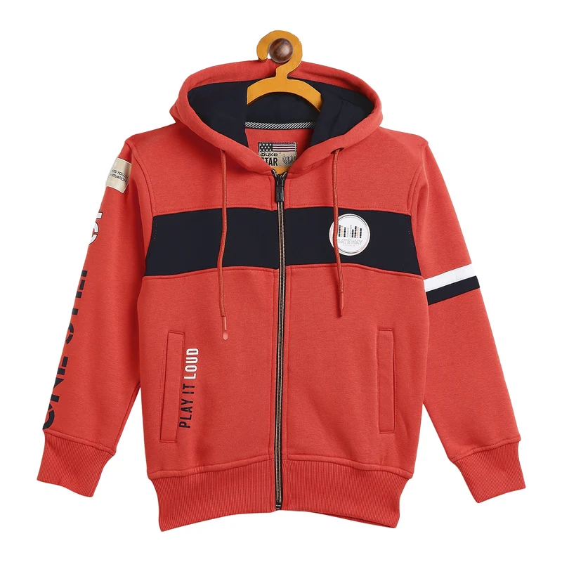 Duke Urban Boys Hooded Neck Sweatshirt (LF274) Tangy Orange / 28 / Printed