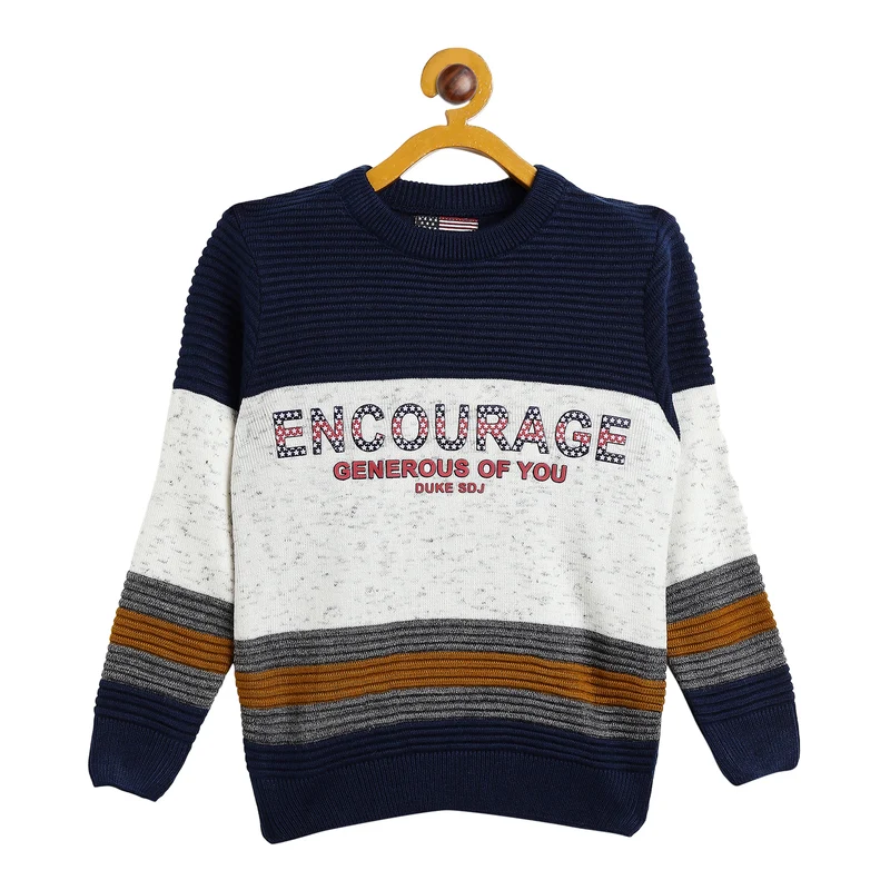 Duke Urban Boys Round Neck Sweater (SDS3601) L.Navy / 26 / Colorblock