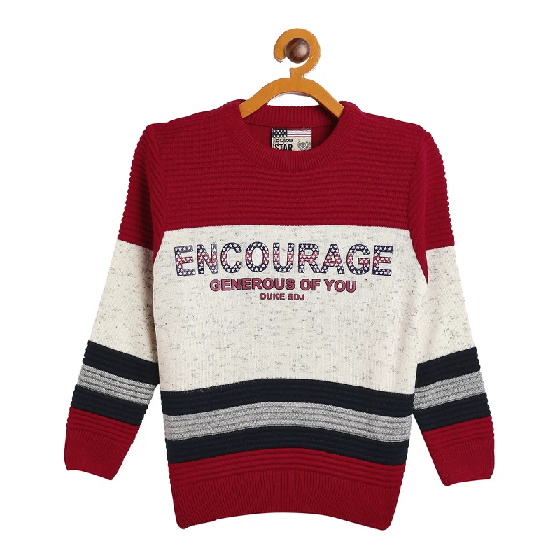Duke Urban Boys Round Neck Sweater (SDS3601) Red / 28 / Colorblock