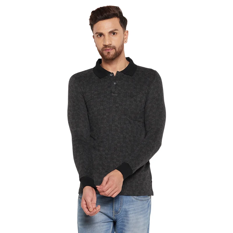 Duke Stardust Men Full Sleeve Cotton T-shirt (LF3958) Black / L / Checkered