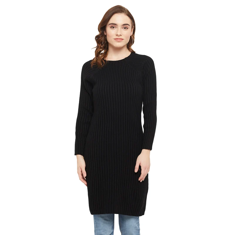 Duke Urban Women Solid Long Pullover (SDS1028) Black / XL / Solid