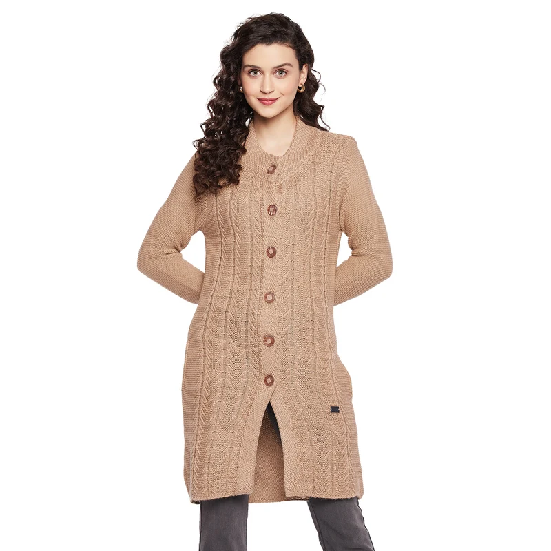 Duke Urban Women Full Sleeve Cardigan (SDS1088) Camel / M / Solid