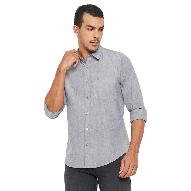 Duke Urban Men Full Sleeve Cotton Shirt (SDO7PLOA) Grey / M / Solid