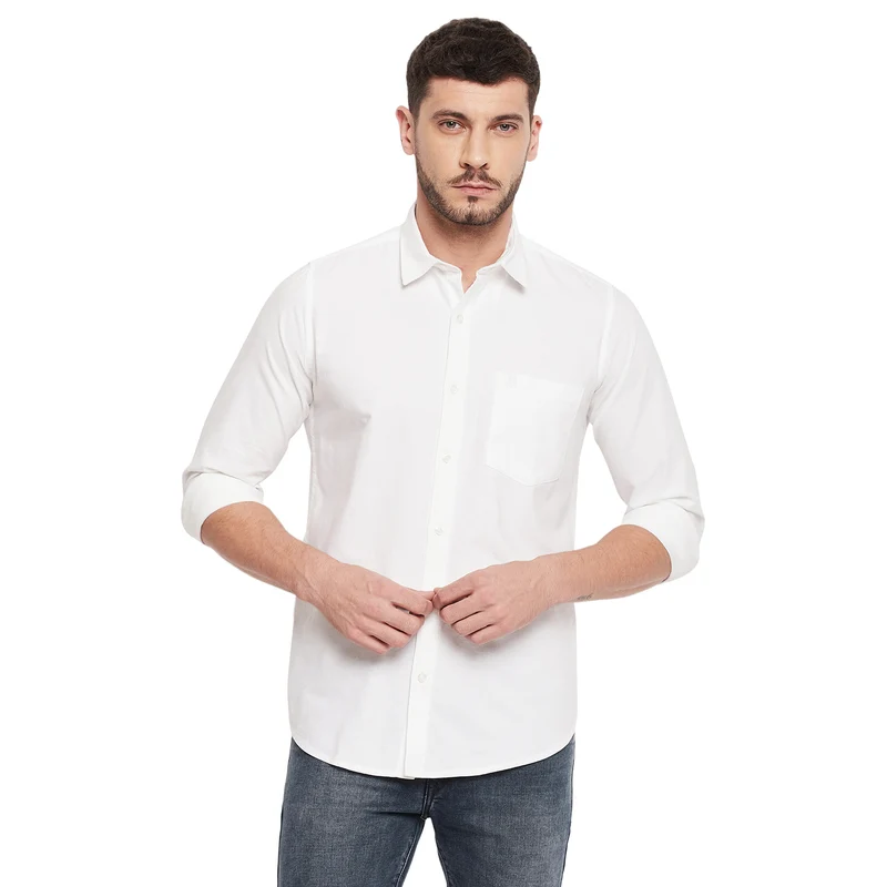 Duke Urban Men Full Sleeve Cotton Shirt (SDO7PLOA) White / XXL / Solid
