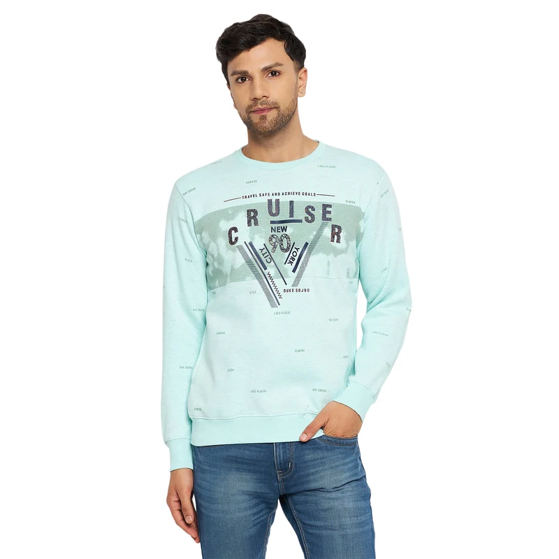 Duke Urban Men Round Neck Sweatshirt (LF6104) Green Mix / M / Printed