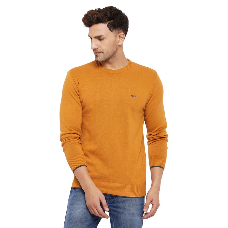 Duke Urban Men Full Sleeve Round Neck Sweater (SDS4000) Mustard / XL / Solid