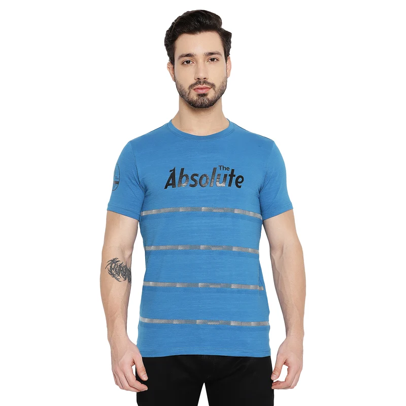 Duke Urban Men Half Sleeve Cotton T-shirt (LF5424) Blue Bonnet / XL / Striped