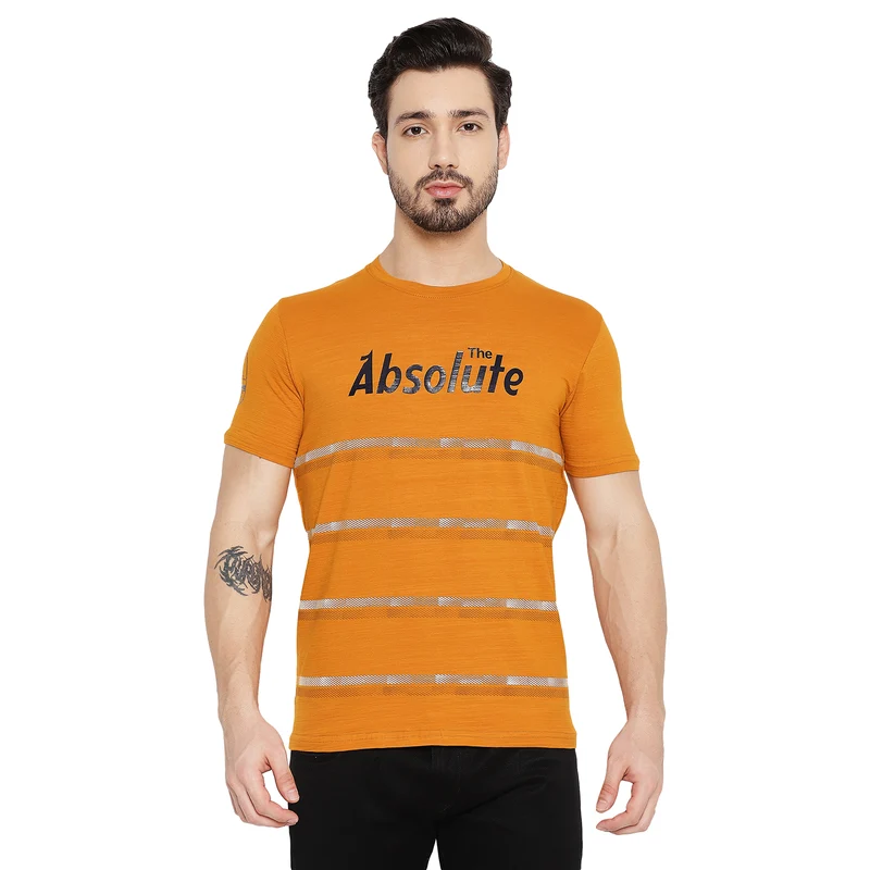 Duke Urban Men Half Sleeve Cotton T-shirt (LF5424) Sun City / L / Striped