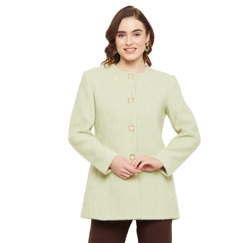 Duke Urban Women Round Neck Coat (SDZC102) Mint / XXL / Solid