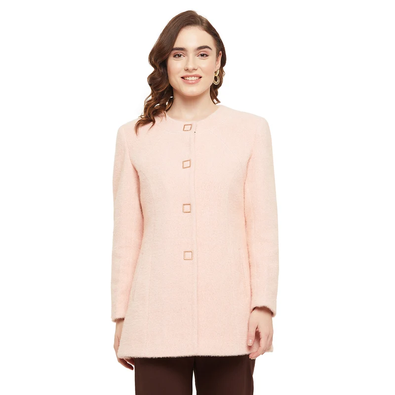 Duke Urban Women Round Neck Coat (SDZC102) Pink / XL / Solid