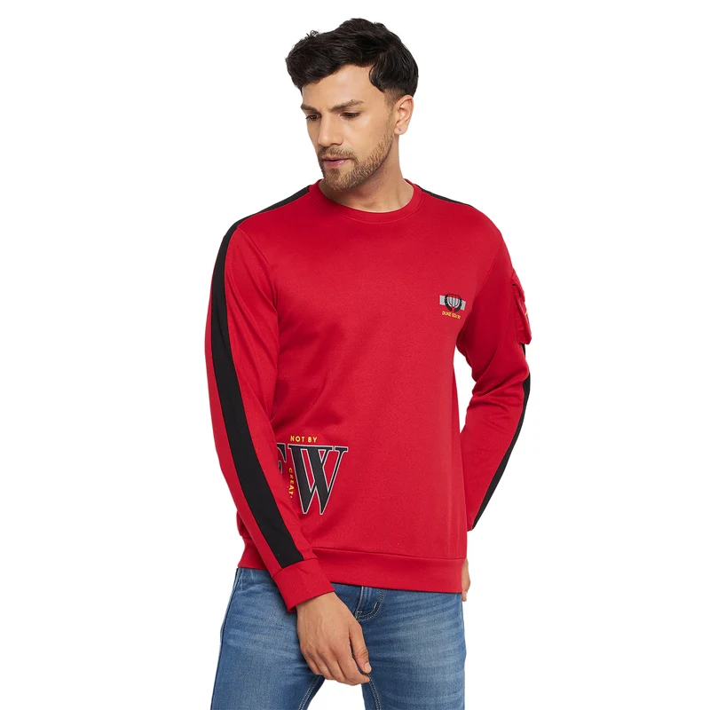 Duke Urban Men Round Neck Sweatshirt (LF3946) Red / XL / Solid