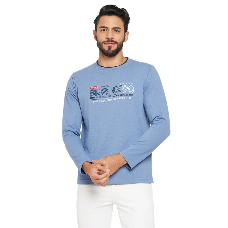 Duke Stardust Men Round Neck Full Sleeve Cotton T-shirt (LF3961) Air Force / XL