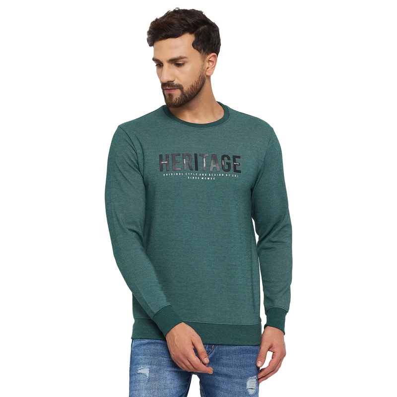 Duke Urban Men Round Neck Sweatshirt (LF6115) Petrol Mix / L / Printed