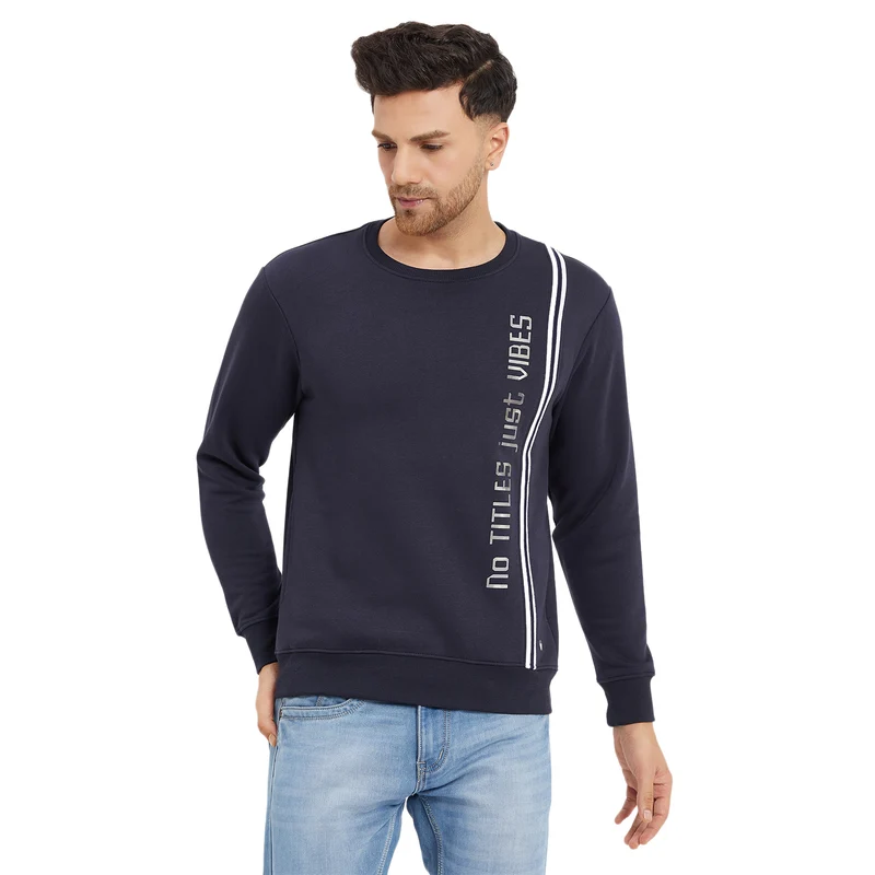 Duke Urban Men Round Neck Sweatshirt (LF6183) D.Navy / XXL / Solid