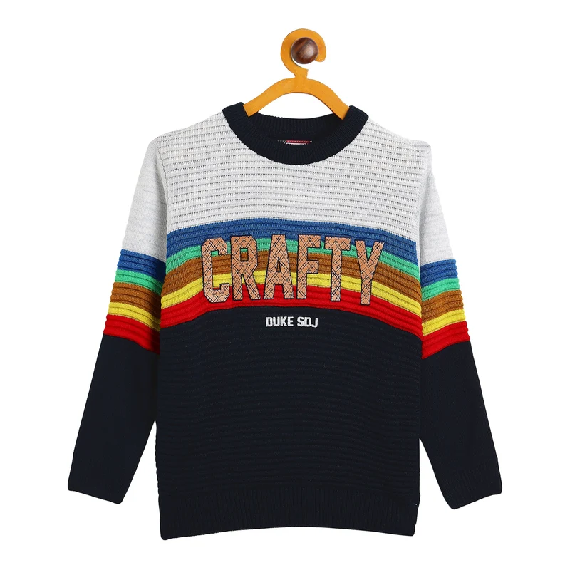 Duke Urban Boys Round Neck Sweater (SDS3602) Grey / 34 / Color Block