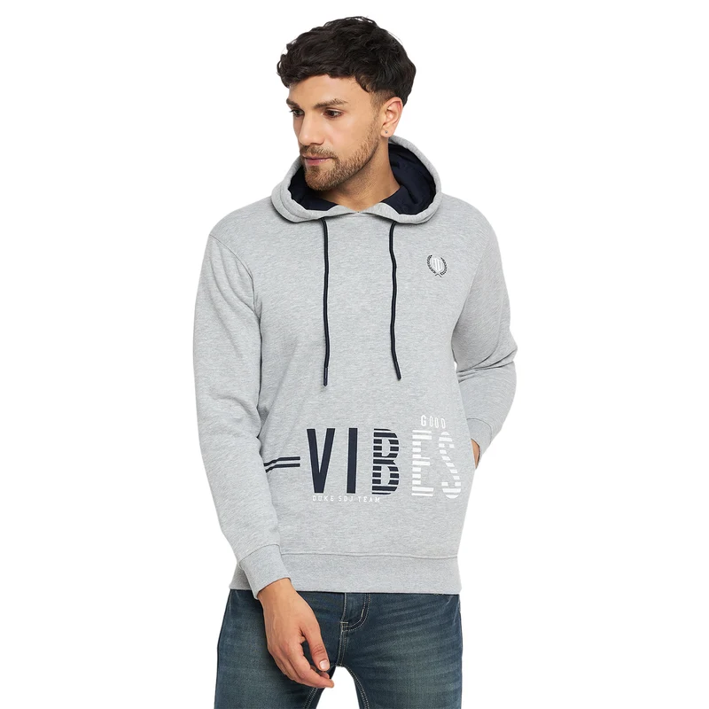 Duke Urban Men Hooded Sweatshirt (LF3896) M. Grey Melange / M / Printed