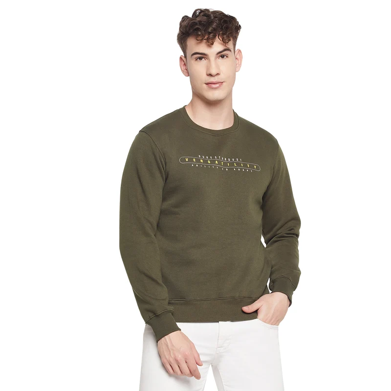 Duke Urban Men Round Neck Sweatshirt (MLF3751S) D.Olive / S / Printed