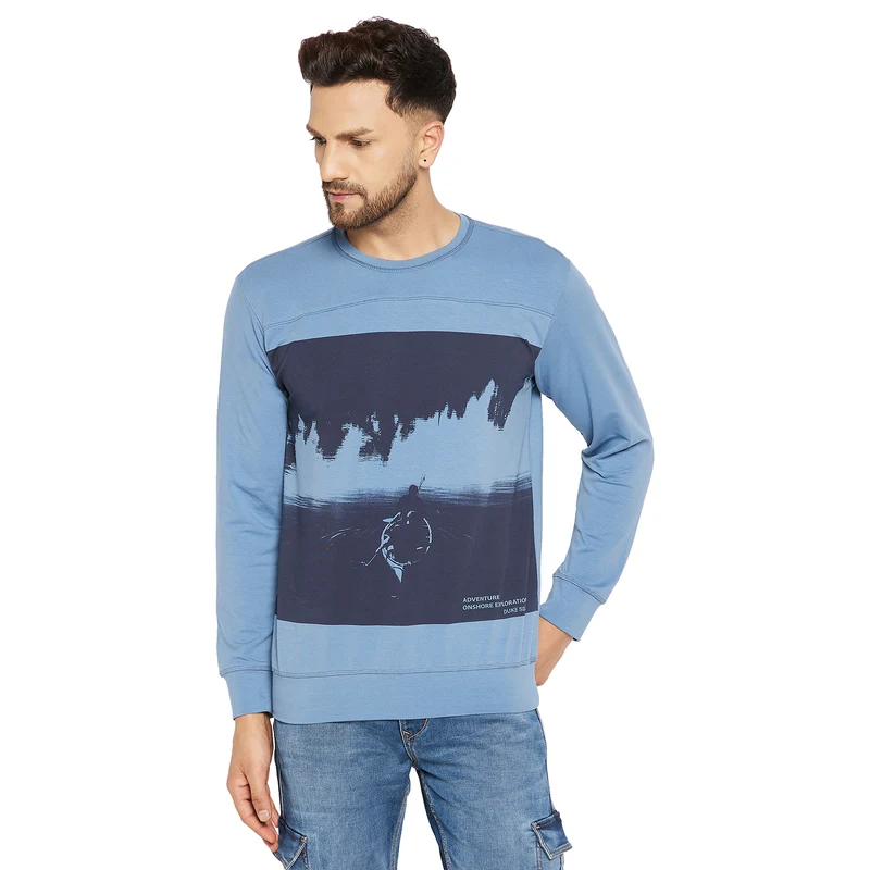 Duke Urban Men Round Neck Sweatshirt (LF6116) Air Force / S / Printed