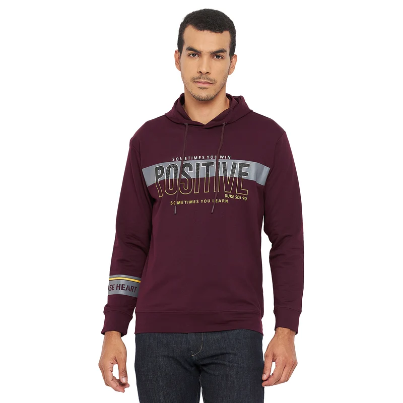 Duke Urban Men Hooded Sweatshirt (LF3953) Wine / XL / Printed