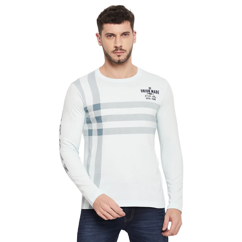 Duke Stardust Men Full Sleeve Cotton T-shirt (LF3976) Sky / M / Printed