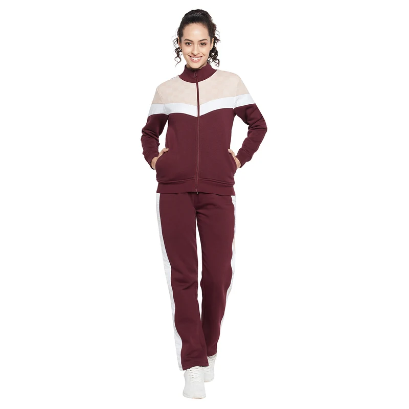 Duke Stardust Women Full sleeve Tracksuit (LFX801) Wine / L / Color Block