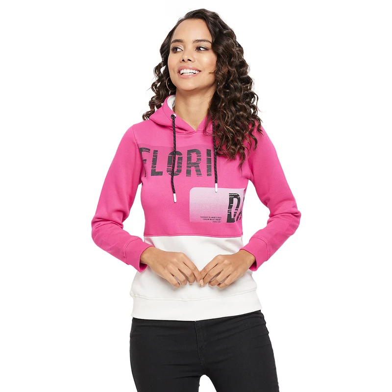 Duke Urban Women Full Sleeve Hooded Sweatshirt (LFX819) Fuchsia / XL / Printed