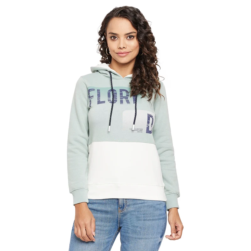Duke Urban Women Full Sleeve Hooded Sweatshirt (LFX819) Sage Green / XL / Printed