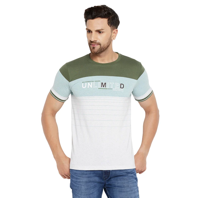 Duke Urban Men Half Sleeve Cotton T-shirt (LF5471) Green Spruce / XXL / Printed
