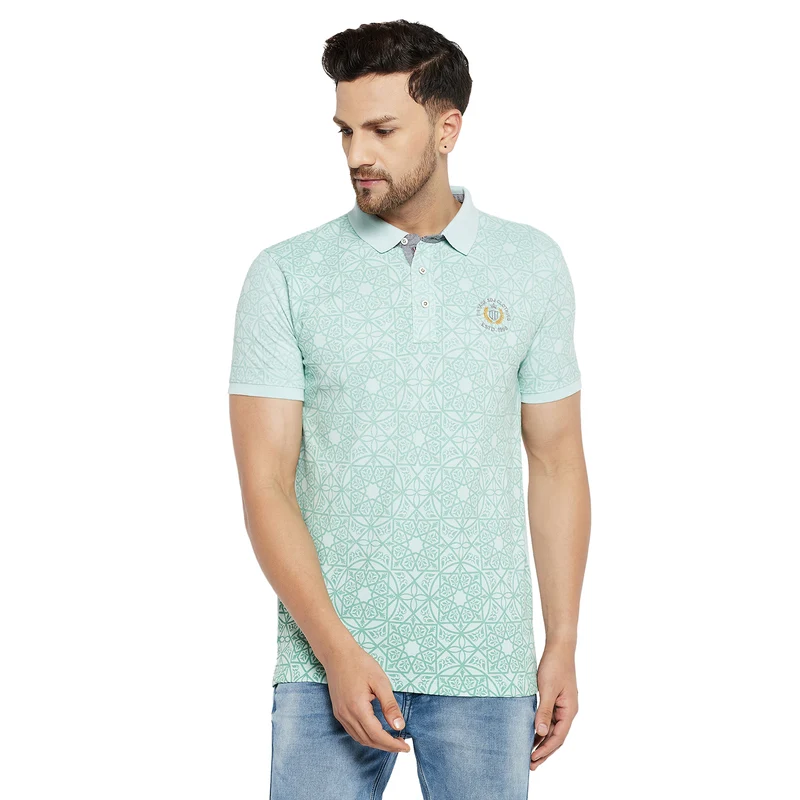 Duke Urban Men Half Sleeve Cotton T-shirt (LF5444) Powder Blue / L / Printed