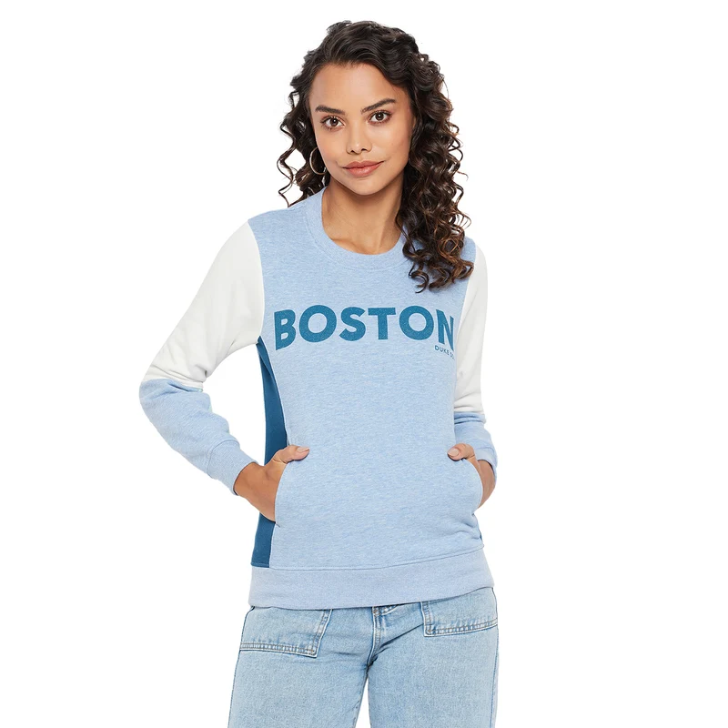 Duke Urban Women Round Neck Sweatshirt (LFX856) Skyway / L / Color Block