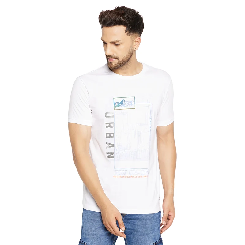 Duke Urban Men Half Sleeve Cotton T-shirt (LF5431) White / M / Printed