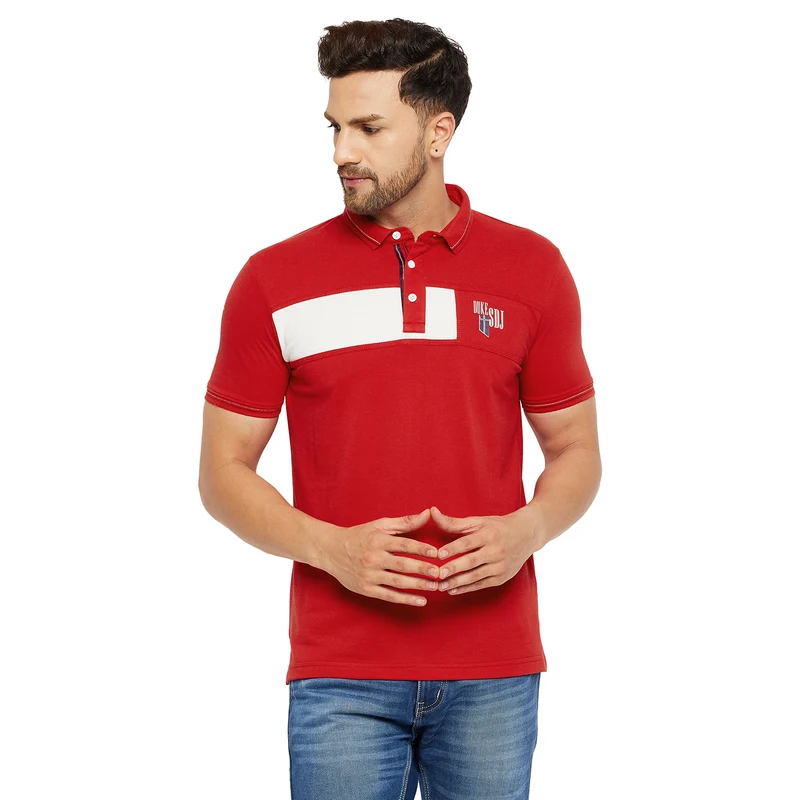 Duke Urban Men Half Sleeve Cotton T-shirt (LF5474) Ruby Red / L / Solid