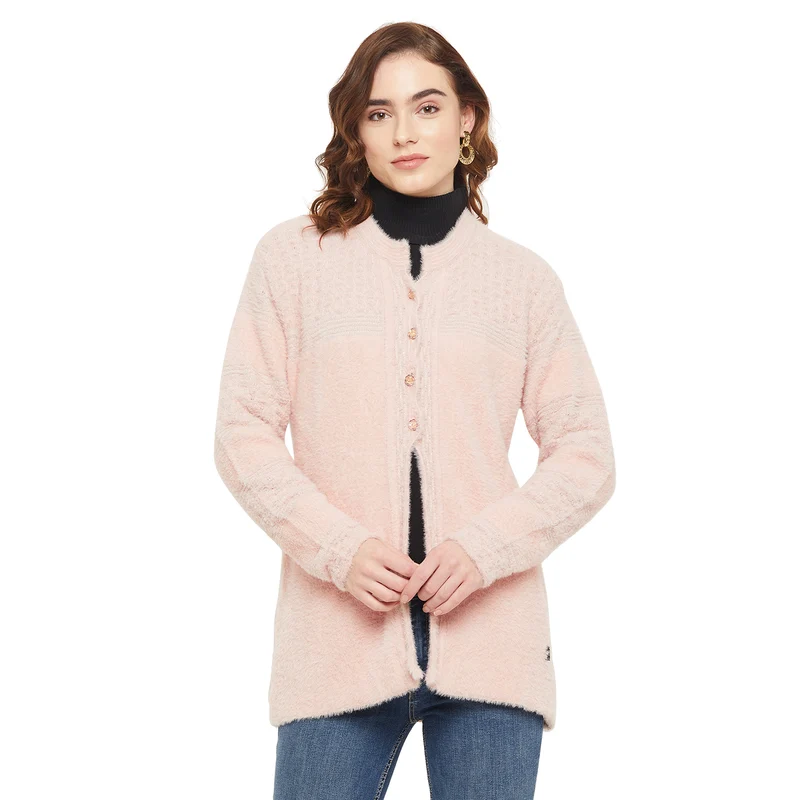 Duke Urban Women Solid Cardigan (SDS9721) Pink / S / Solid