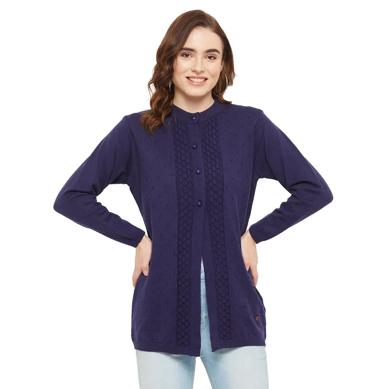 Duke Urban Women Self Design Cardigan (SDS9757) Navy / L / Self Design